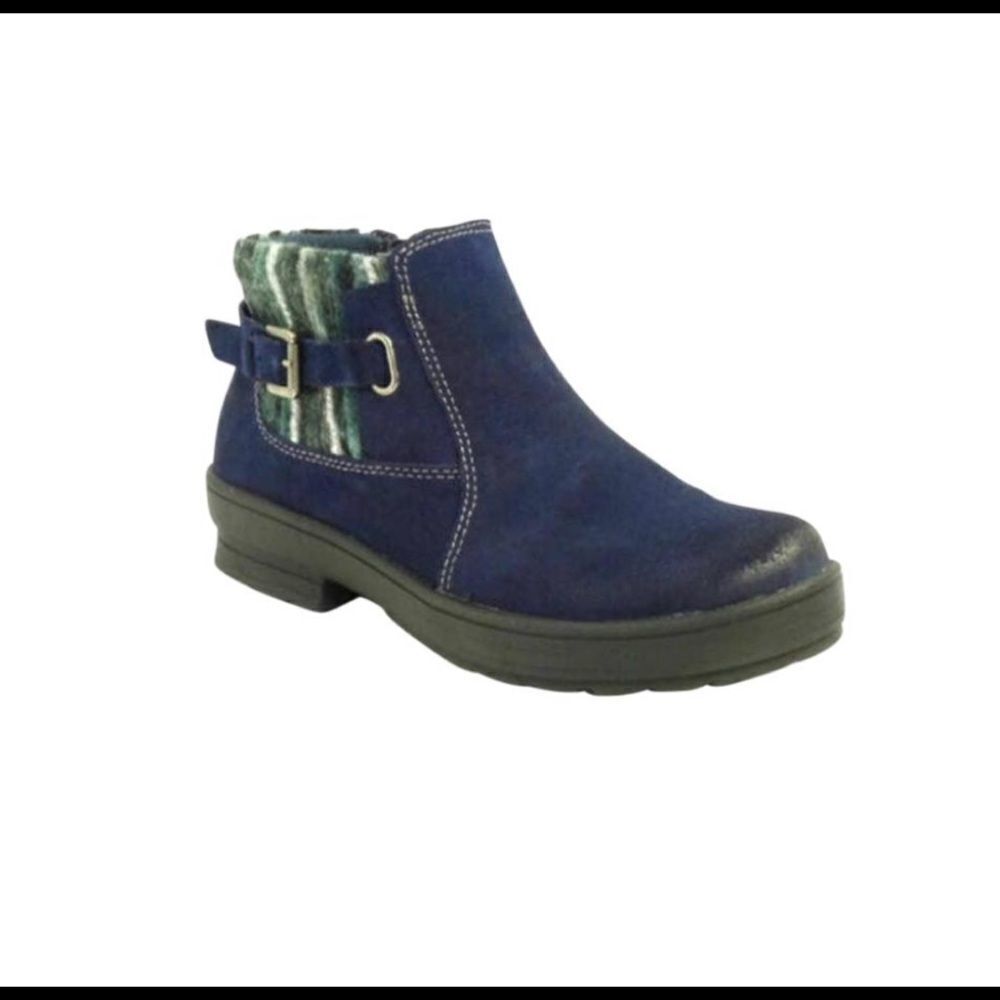 Earth Origins Water Repellent Suede Ankle Boots‎ Tate Women Size 5.5 Blue QVC